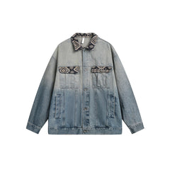 Unisex Jacket Washed Denim Clothes Jacket Lapel Loose Men and Women Same Style Overalls