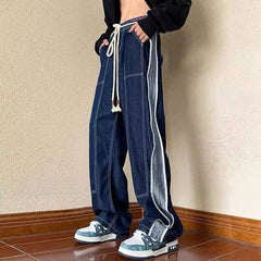 Men Jeans Autumn Loose Straight Wide Leg Pants