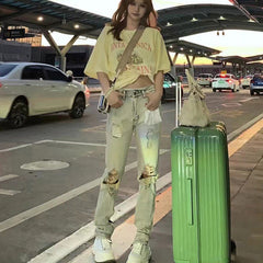 Men Jeans Ripped Jeans Men's Summer Zipper Trousers