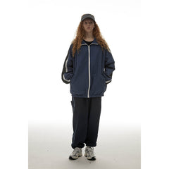 Unisex Jacket Vintage Loose Multicolor Exercise Hooded Coat Men's and Women's Stand Collar Jacket