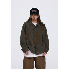 Unisex Jacket Retro Washed Stitching Patch Jacket Men's and Women's Loose Spring and Autumn Overalls