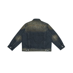Unisex Jacket Vintage Loose Washed-out Lapel Overalls Men's Denim Jacket