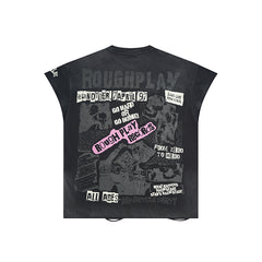 Rough Play T Shirts RoughPlay Tour Sleeveless Street Holes Diamonds