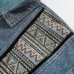 Unisex Jacket Vintage Denim Jacket Loose Lapels Denim Coat