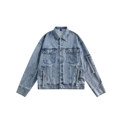 Unisex Jacket Vintage Rivet Washed Denim Jacket