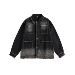 Unisex Jacket Retro Washed Burr Denim Clothes Jacket