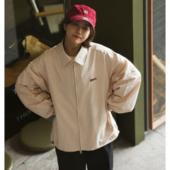 Unisex Jacket Retro Lapels Coach Jacket Men's Loose Spring and Autumn Coat