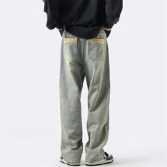 Men Jeans Spring Retro Straight-Leg Pants