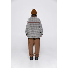 Unisex Jacket Autumn Winter Retro Houndstooth Jacket Loose Lapels Coat