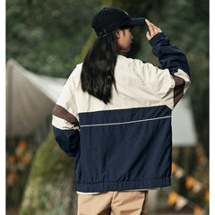 Unisex Jacket Stand Collar Coat for Male and Female Students Loose Jacket