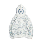 Bathing Ape Hoodie Starry Sky Sweater Black and White Starry Sky Blue Shark Hat Printed Casual Hooded Sweater