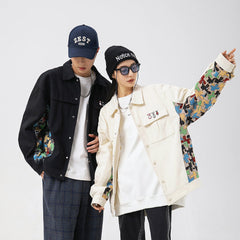 Unisex Jacket Embroidered Jacket for Men and Women Loose Lapels Fashion Brand Coat