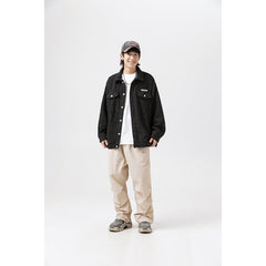 Unisex Jacket Autumn Winter Retro Polo Collar Jacket Loose Lamb Wool Couple Coat