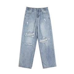 Men Jeans Ripped Jeans Hip Hop Summer Straight-Leg Pants
