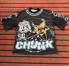 Street T Shirts Washed Old Oversize Hip Hop Skateboard Anime Print Short Sleeve