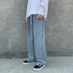 Men Jeans Loose Straight Wide Leg Pants