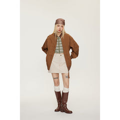 Unisex Jacket Loose Retro Baseball Collar Jacket Men and Women Same Style Spring and Autumn Coat