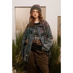 Unisex Jacket Retro Washed Denim Jacket for Men and Women Spring and Autumn Coat