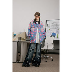 Unisex Jacket Retro Washed Denim Jacket Men and Women Turn-down Collar Coat