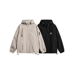 Unisex Jacket Loose Hooded Coat Oblique Zipper Mechanical Style Jacket