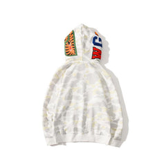 Bathing Ape Hoodie Shark Head Embroidery Luminous Spot Camouflage Double Hood Brushed Hoody Men and Women