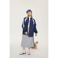 Unisex Jacket Vintage Sports Top Men's and Women's Coats Loose Casual Stand-up Collar Jacket