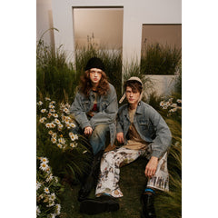 Unisex Jacket Vintage Worn Looking Washed-out Denim Coat Jacket