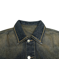 Unisex Jacket Vintage Loose Washed-out Lapel Overalls Men's Denim Jacket