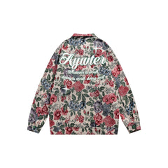 Unisex Jacket Fall Vintage Floral Embroidered Back Jacket Lapel Overalls