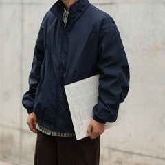 Unisex Jacket Vintage Waterproof Jacket for Men Loose Stand Collar Coat