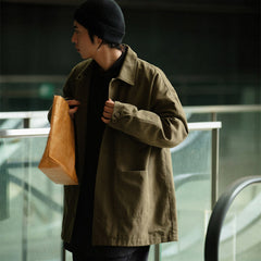 Unisex Jacket Vintage Workwear with Pocket Jacket Men Baggy Coat