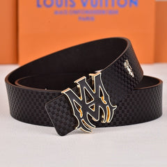Amiri Belt Black small checkered pattern Golden deer logo