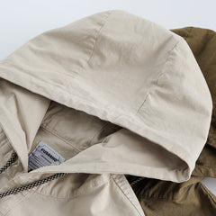 Unisex Jacket Summer Workwear with Pocket Jacket Loose Short Sleeve Hooded Jacket