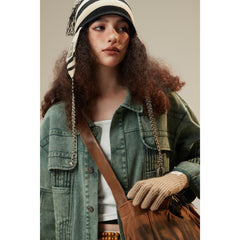 Unisex Jacket Washed Denim Clothes Jacket Men and Women Lapel Overalls