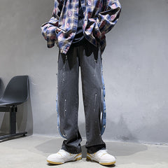 Men Jeans Breasted Jeans Straight Loose Hip Hop Casual Trousers