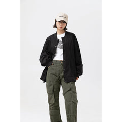 Unisex Jacket Retro Patchwork Baseball Jacket Coat