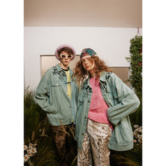 Unisex Jacket Vintage Denim Jacket Baggy Coat