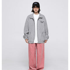 Unisex Jacket Vintage Stand Collar Jacket Baggy Coat
