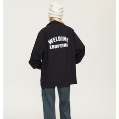 Unisex Jacket Overalls Men's and Women's Loose Lapels Coach Jacket