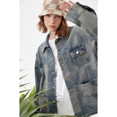 Unisex Jacket Casual Denim Jacket Men's and Women's Polo Collar Top Coat