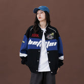 Unisex Jacket Vintage Stand Collar Jacket Loose Embroidered Baseball Jacket