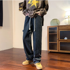 Men Jeans Cargo Jeans Men's Spring and Autumn plus Size Straight Loose Trousers