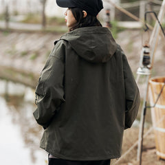 Unisex Jacket Mechanical Style Shell Jacket Workwear with Pocket Hooded Jacket