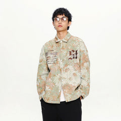 Unisex Jacket Embroidered Jacket Men's Loose Casual Polo Collar Coat