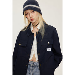 Unisex Jacket Vintage Coat Loose Casual Polo Collar Workwear Jacket