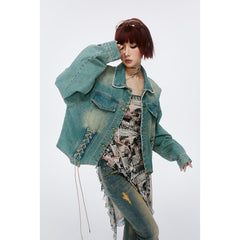 Unisex Jacket Retro Washed Denim Jacket Coat
