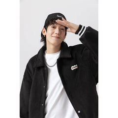 Unisex Jacket Retro Lapels Jacket Men and Women Couple Baggy Coat