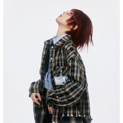 Unisex Jacket Vintage Scottish Plaid Stitching Jacket Men and Women Couple Jacket