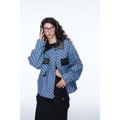 Unisex Jacket Retro Houndstooth Jacket Baggy Coat