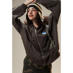 Unisex Jacket Vintage Hooded Hooded Jacket Windproof Collar Sweater Jacket